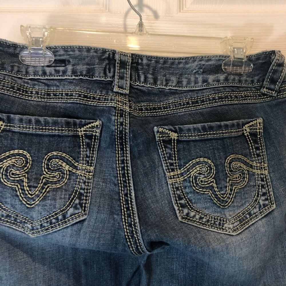 Rerock for Express boot cut blue jeans, size 4 short - Picture 6 of 14